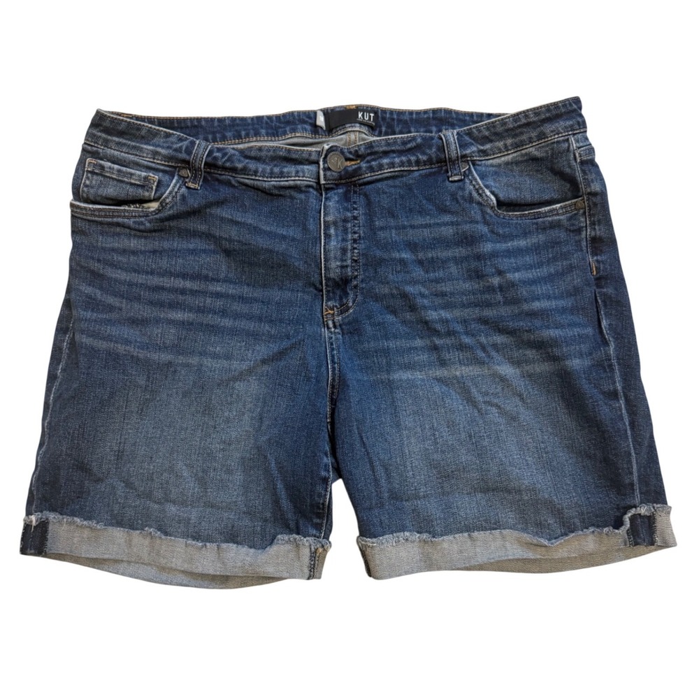Kut from the Kloth Denim Shorts Womens 18W Blue Excellent Cuffed Distressed
